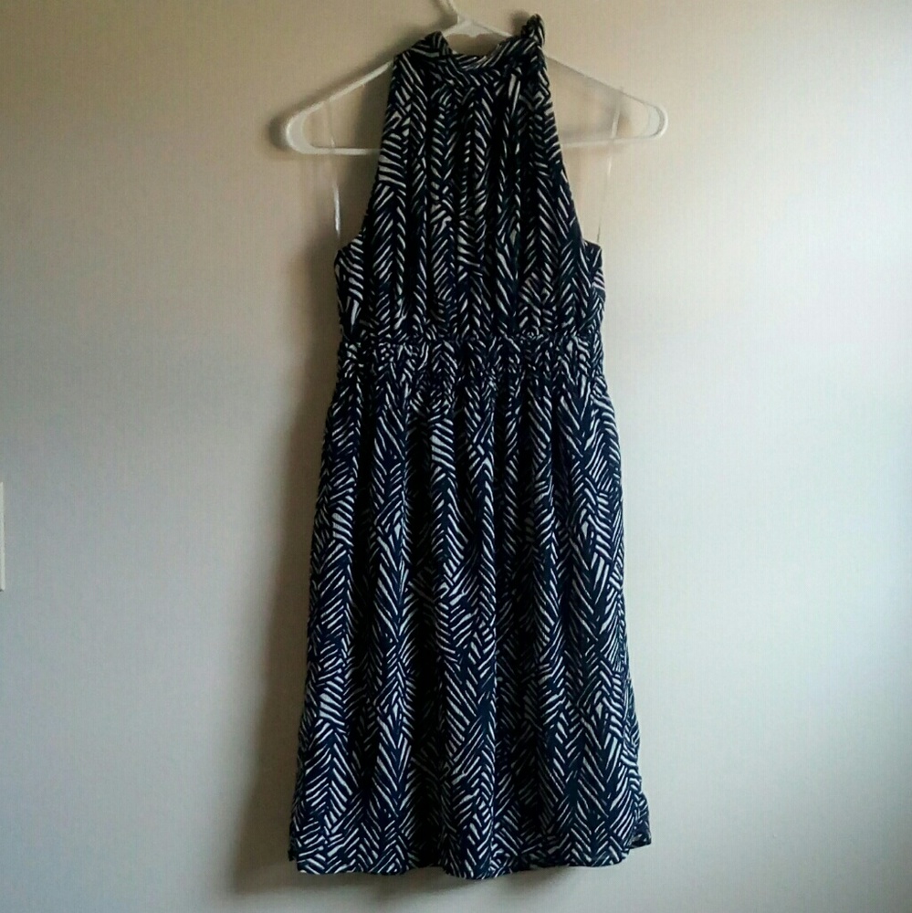 🔥Merona Midnight Blue Halter Side Tie Midi Dress